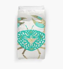 Crab – Turquoise & Gold Duvet Cover