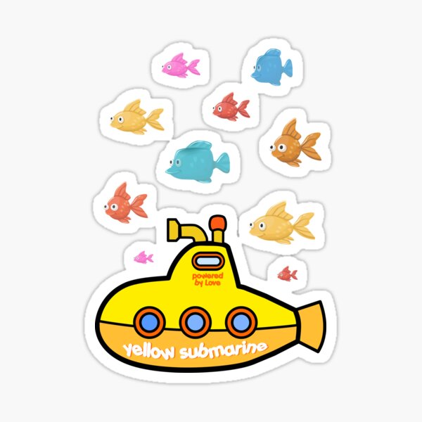 Item preview, Submarine with multi color fishes cartoon. designed and sold by angelisart.