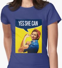 YES SHE CAN - Hillary the Riveter Fitted T-Shirt