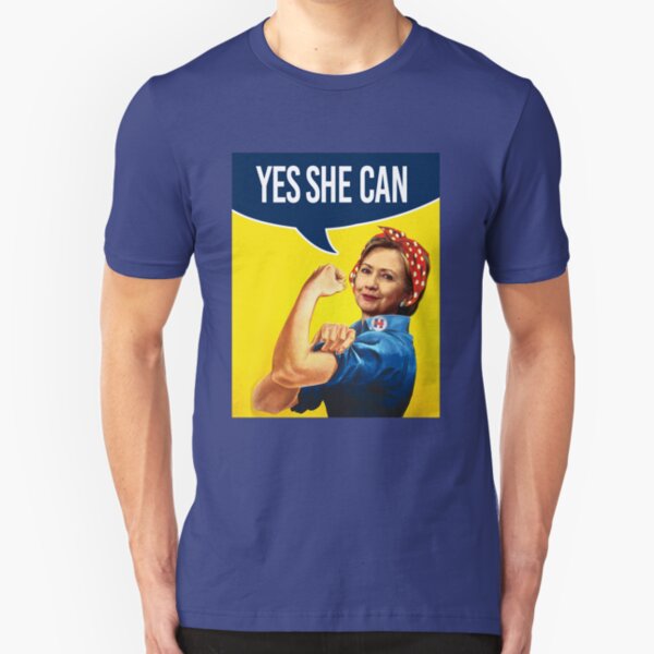 YES SHE CAN - Hillary the Riveter Slim Fit T-Shirt