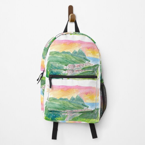Item preview, Impressive Pitons in St Lucia with Soufriere and unforgettable Caribbean Sunset designed and sold by artshop77.