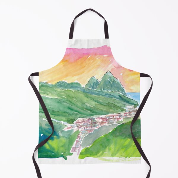Item preview, Impressive Pitons in St Lucia with Soufriere and unforgettable Caribbean Sunset designed and sold by artshop77.