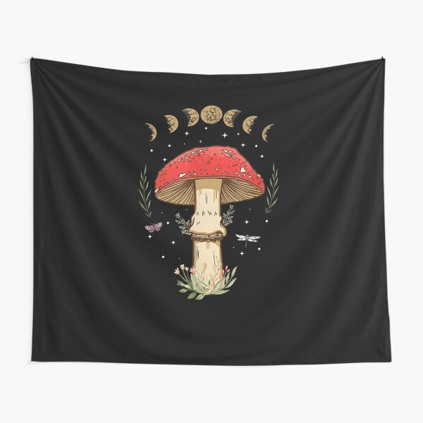 Dark Academia Cottagecore Aesthetic Magical Mushroom Fungi  Tapestry
