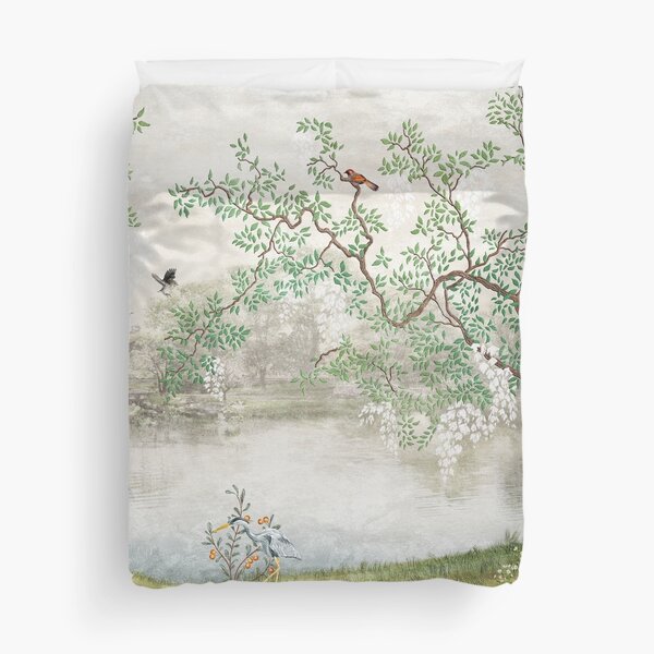 Vintage Chinoiserie Watercolor Art Design Duvet Cover
