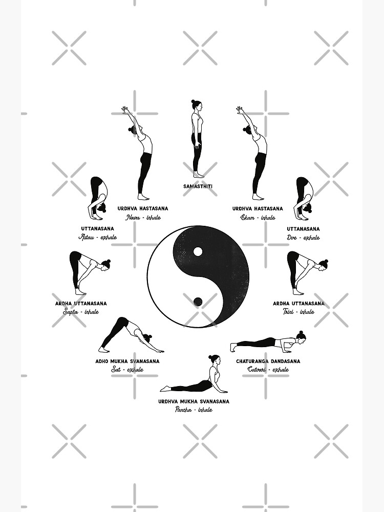Sun Salutation Yoga Sequence | Ashtanga Yoga Pose Illustration | Art Print