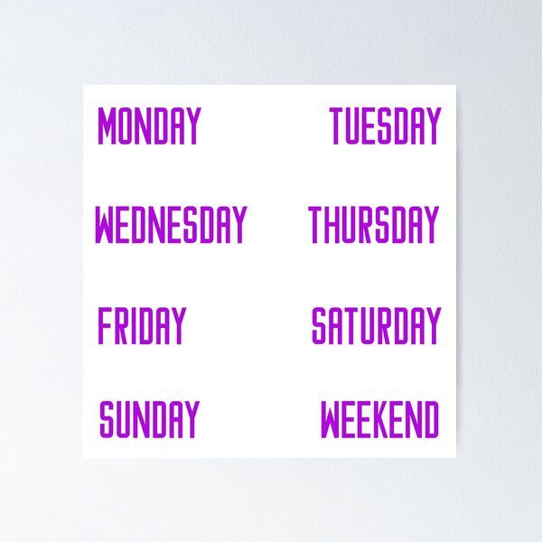 Item preview, Days of the week for your planner and journal in purple - Monday Tuesday Wednesday Thursday Friday Saturday Sunday Weekend designed and sold by meraviglioso.