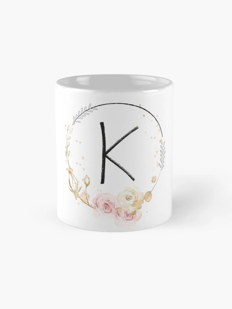 Thumbnail 4 of 6, Coffee Mug, Letter K - Roses designed and sold by Rionda.