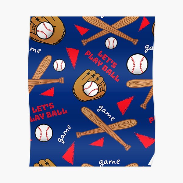 Let's Play Baseball Pattern Poster