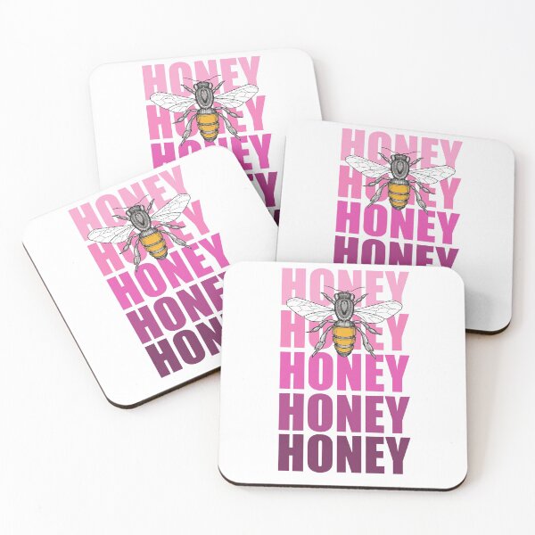 Item preview, cute wholesome bee and pink honey honey lettering designed and sold by weilertsen.