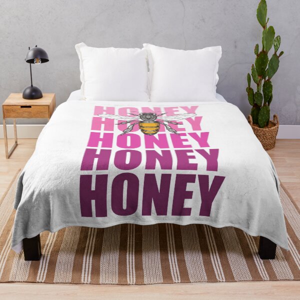 Item preview, cute wholesome bee and pink honey honey lettering designed and sold by weilertsen.