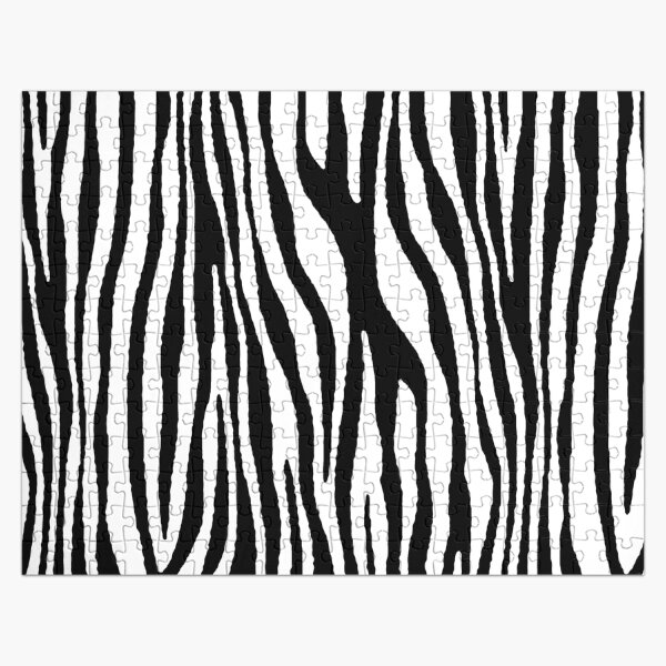 Vegan Zebra Fur Animal Print Design (Black) Jigsaw Puzzle