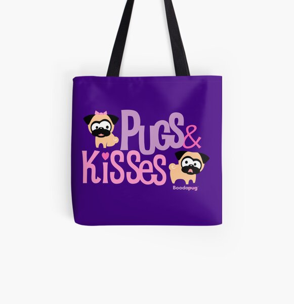 Pugs & Kisses Logo Tote (Purple) All Over Print Tote Bag