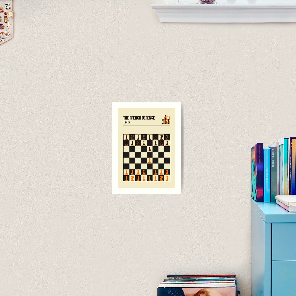 Chess The French Defence Minimalistic book cover chess opening art. Framed  Art Print for Sale by Jorn van Hezik