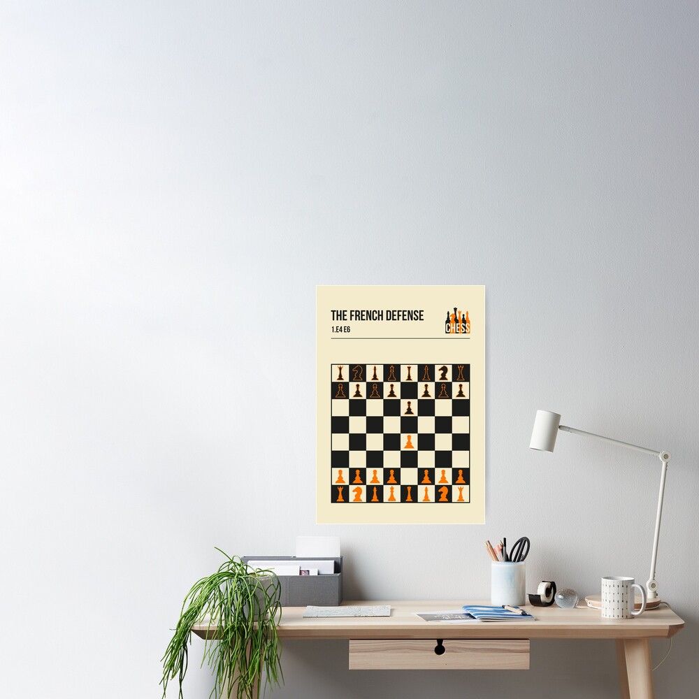 Chess The French Defence Minimalistic book cover chess opening art. - Chess  - Posters and Art Prints
