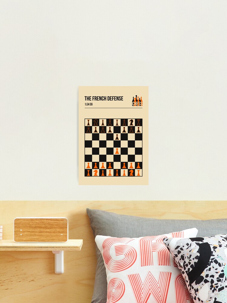 Chess The French Defence Minimalistic book cover chess opening art. | Poster