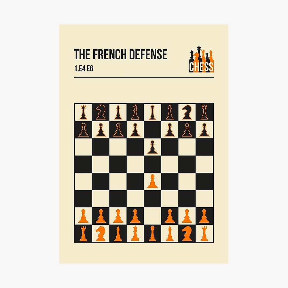 French Defense Chess Opening Poster black Version Chess -  Sweden