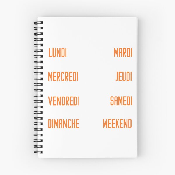 Item preview, French days of the week for your planner and journal in orange - jours de la semaine en français: lundi, mardi, mercredi, jeudi, vendredi, samedi, dimanche designed and sold by meraviglioso.