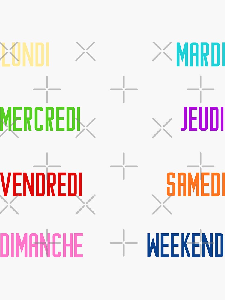 Sticker « Jours De La Semaine En Français Pour Votre Agenda Et Journal ...