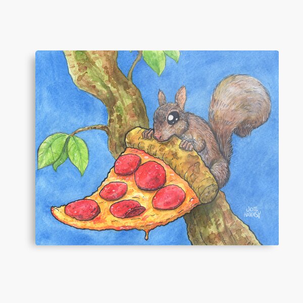 Pizza Squirrel Metal Print