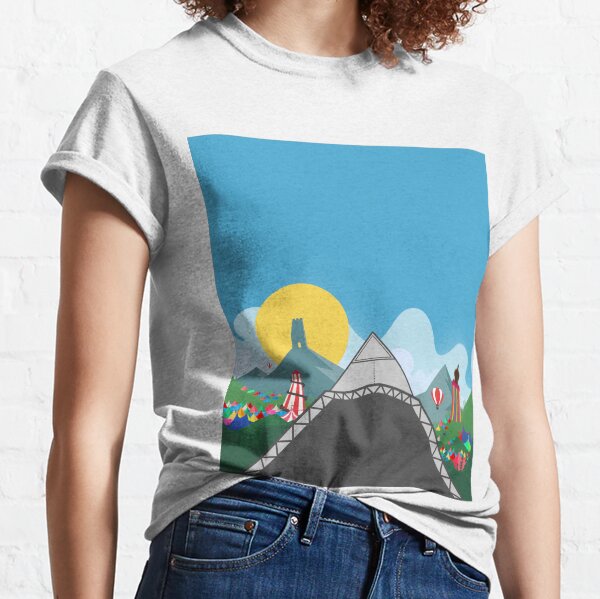Unofficial Glastonbury Festival Inspired Art - Pyramid Stage - Fan Art - Festival Merch - Glasthomebury Classic T-Shirt