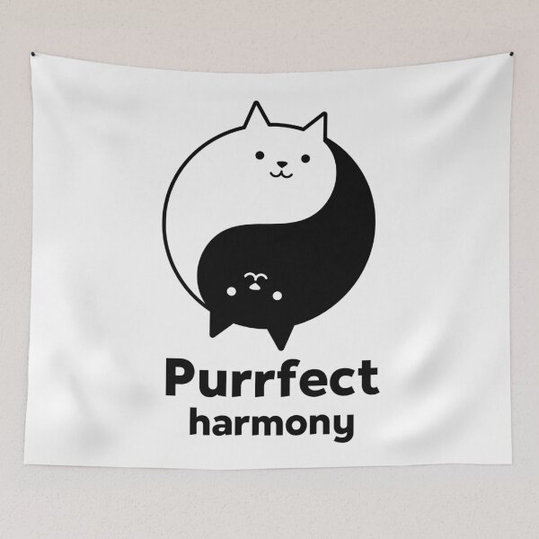 Aperçu de l'œuvre Purrrfect Harmony Chat mignon Yin Yang créée et vendue par WPahat.