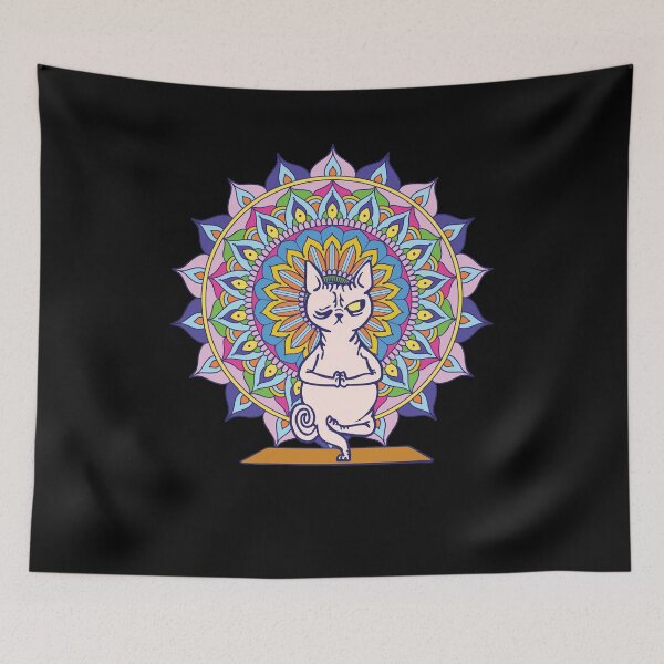 Item preview, Yoga cat meditation mandala pilates namaste designed and sold by Lenny Stahl.