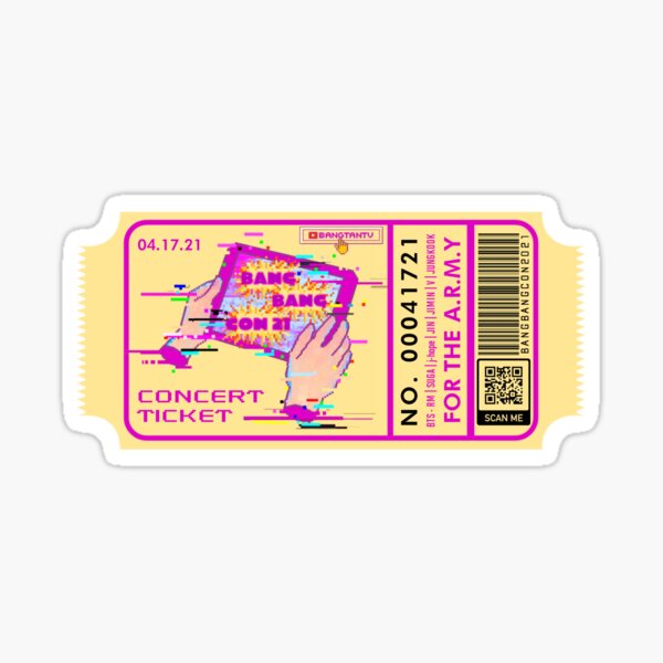 bts bang bang con 2021 concert ticket sticker for sale by artsycore redbubble