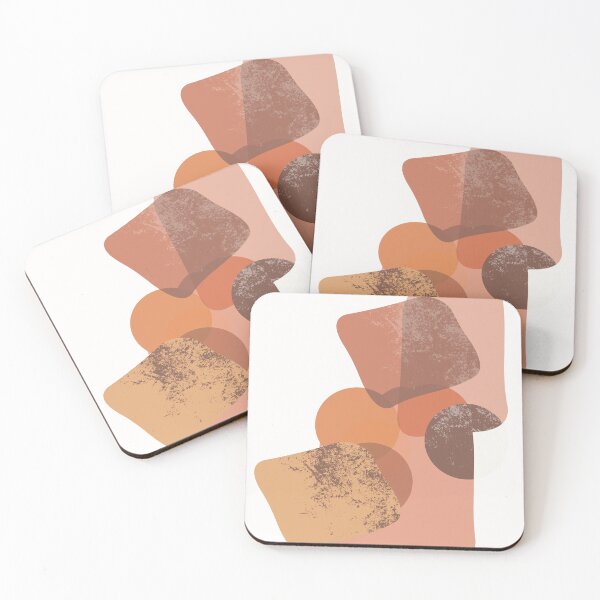 Item preview, Mid Century Retro Abstract shapes in brown, orange tones and old pink designed and sold by Nadezda Kravcenko.