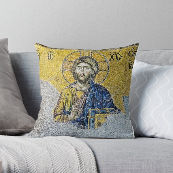 Jesus Christ Byzantine Mosaic Hagia Sophia Throw Pillow