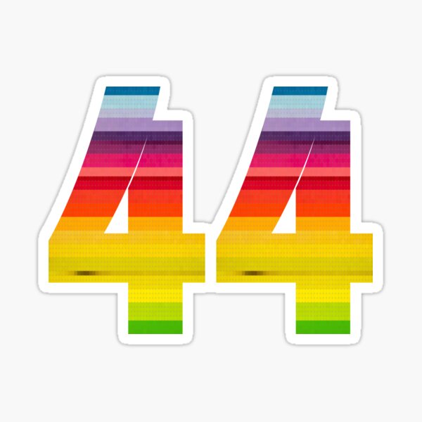 44 Rainbows! Number 44 in Rainbow Colors Glossy Sticker