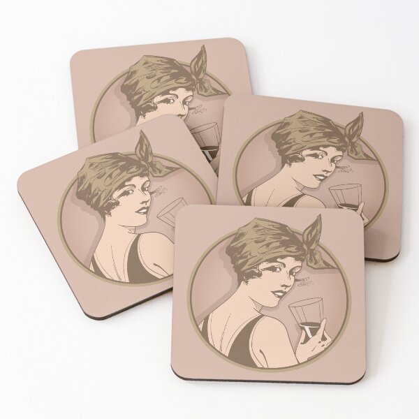 Item preview, Lady Drinking Wine. Art deco style illustration design. designed and sold by robimerch.