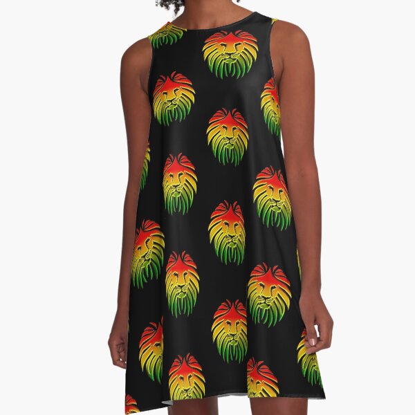 Like a Lion, Reggae, Rastafari, Africa, Jah, Jamaica, A-Line Dress