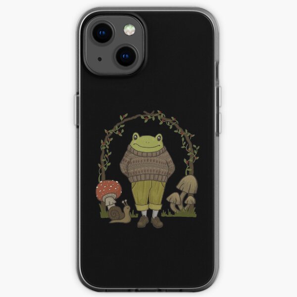Cottagecore Frog Wearing Clothes Sweater - Goblincore Dark Acacemia Aesthetic Toad, Snail, Mushroom iPhone Soft Case