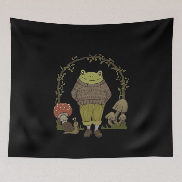 Item preview, Goblincore Toad in Hipster: Dark Academia Frog in Vintage Sweater Embodying Cottagecore, Emo Grunge Fairycore Aesthetics, and Psychedelic Fantasy Garden designed and sold by MinistryOfFrogs.