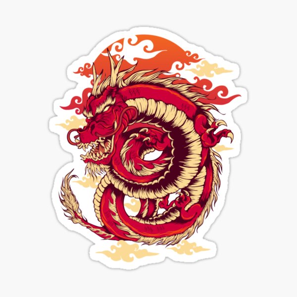 Sticker Red Dragon Symbol Redbubble