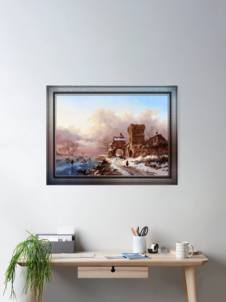 Winter Landscape With Travelers by Frederik Kruseman - The Beauty Of Winter 2 Winter Landscape With Travelers by Frederik Kruseman Old Masters Fine Art Reproduction Wall Decor Poster Art Print