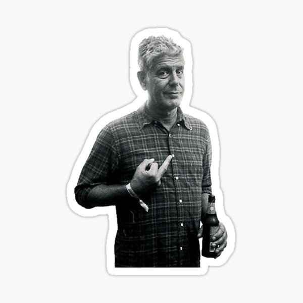 Vintage Anthony Bourdain's Cook Quote Finger and Beer Sticker