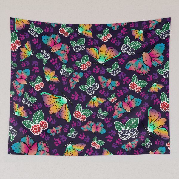 Item preview, mulberry and silkworm surface pattern dark blue designed and sold by SankiWorld.