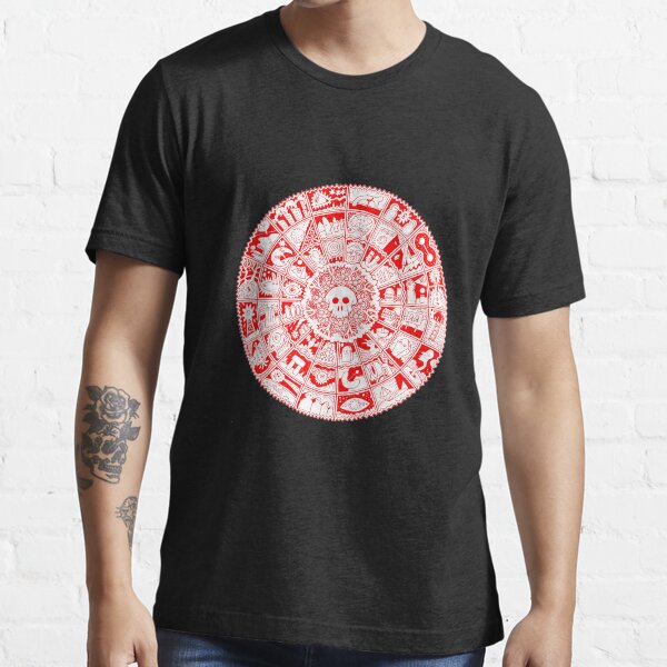 Skull Mandala in Red and White Essential T-Shirt