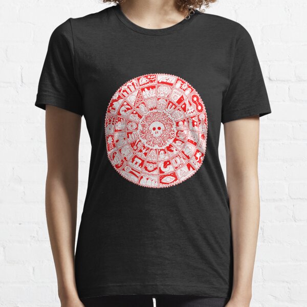 Skull Mandala in Red and White Essential T-Shirt