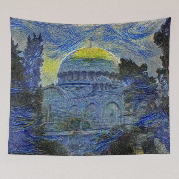 Item preview, Iglesia de San Jorge en Alepo (greco-católico melquita) - Noche estrellada designed and sold by Homsalgia.