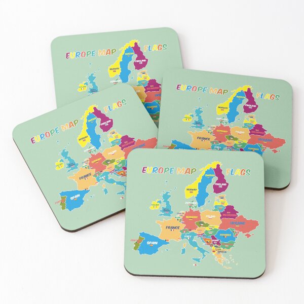 Item preview, Colorful map of Europe with national flags, Country names designed and sold by mashmosh.