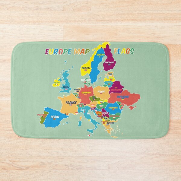 Item preview, Colorful map of Europe with national flags, Country names designed and sold by mashmosh.