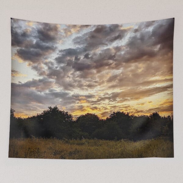 Item preview, Countryside Field with a Golden Sunset Backdrop designed and sold by WearWolfDesigns.