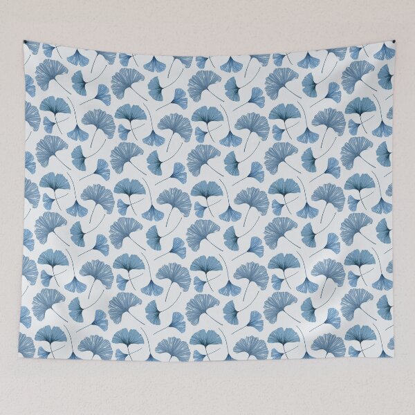 Item preview, Blue & White Gingko leaf design designed and sold by Lara Pattern Design.