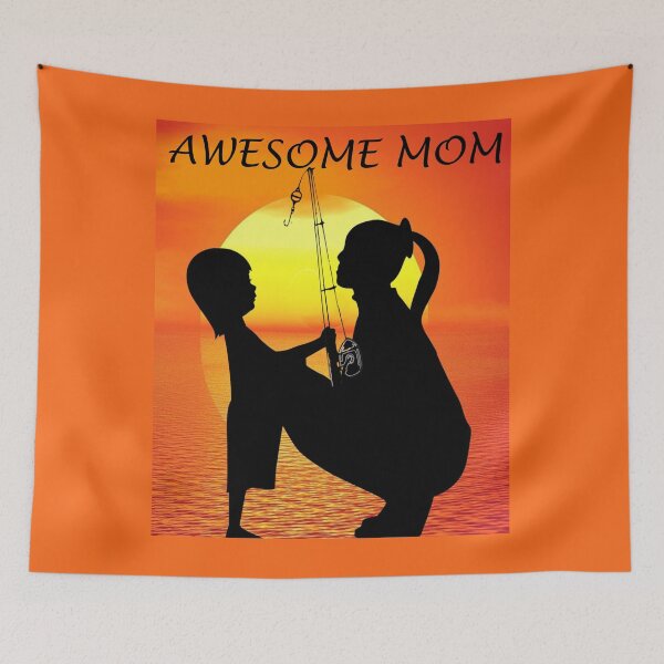 Item preview, Awesome Mom and Daughter Fishing at Sunset Sunrise designed and sold by KeysTreasures.