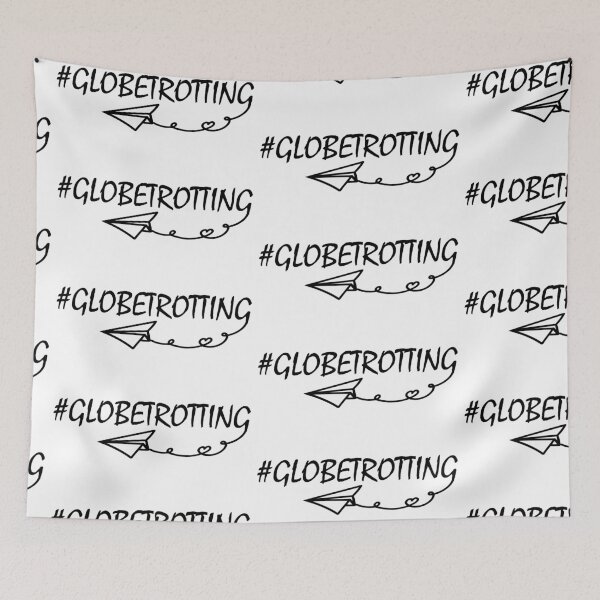 Item preview, Globetrotting hastag # world globe edition - intricate black & white paper aeroplane heart sign intertwined with black and white minimalistic quote vintage typography designed and sold by Deegital18.