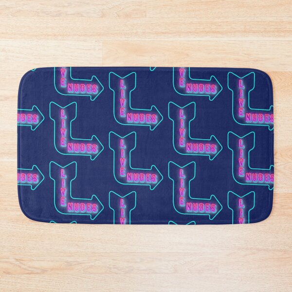 Live Nudes Neon Sign Funny Shower Curtain, Bath Mat, Bathroom Decor Bath Mat