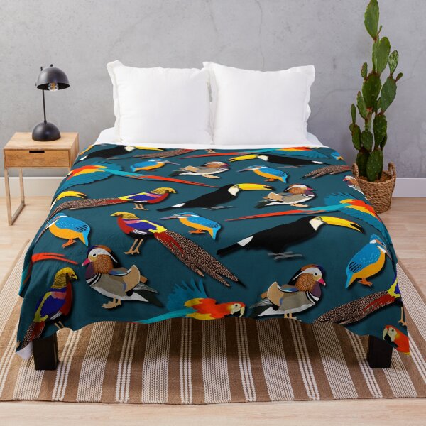 Item preview, Colorful beautiful birds pattern with Kingfisher, Golden Pheasant, Toucan, Mandarin Duck, and Scarlet Macaw designed and sold by CiniArt.