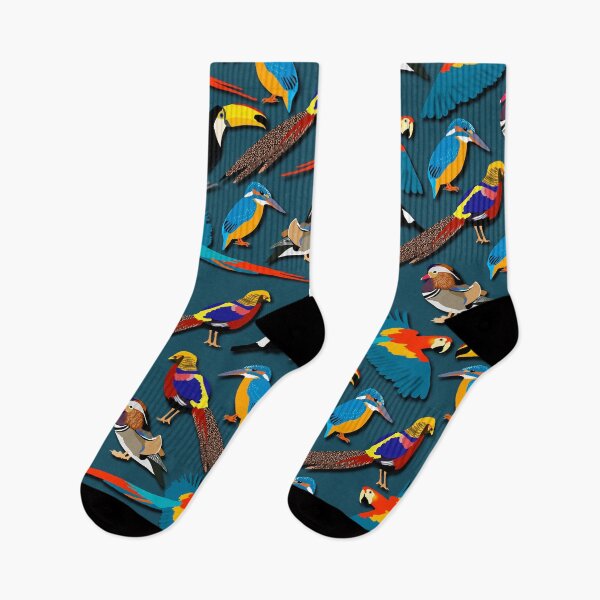 Item preview, Colorful beautiful birds pattern with Kingfisher, Golden Pheasant, Toucan, Mandarin Duck, and Scarlet Macaw designed and sold by CiniArt.